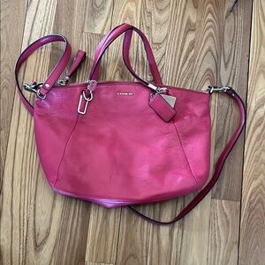 Coach Pink Leather Tote with Detachable Strap